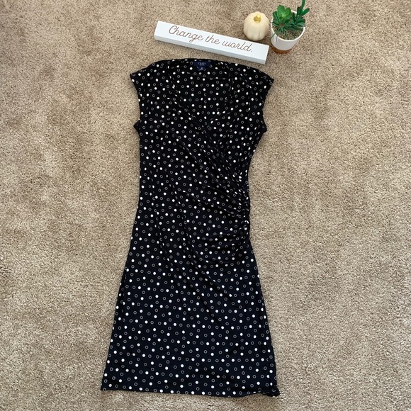 Chaps Dresses & Skirts - Chaps Black and White Polka Dot Dress Sz Medium